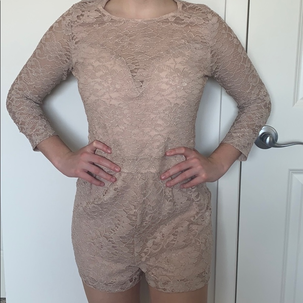 Lace long sleeve romper